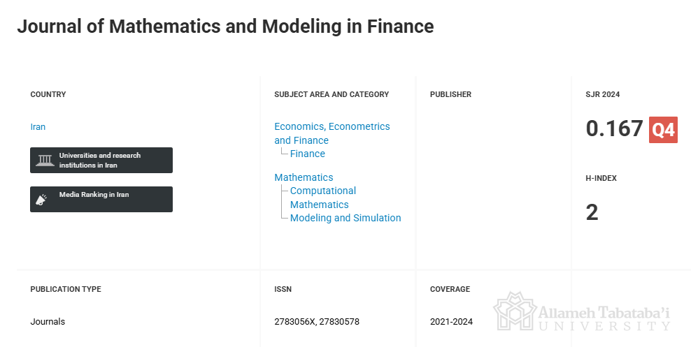 Journal of Mathematics and Modeling in Finance achieves Q4 rank in SJR Classification