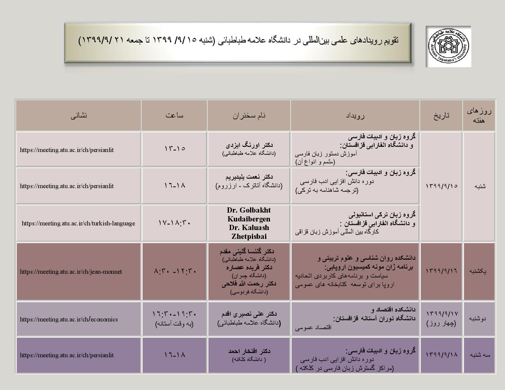 تقویم رویدادهای علمی بین المللی دانشگاه در هفته جاری اعلام شد