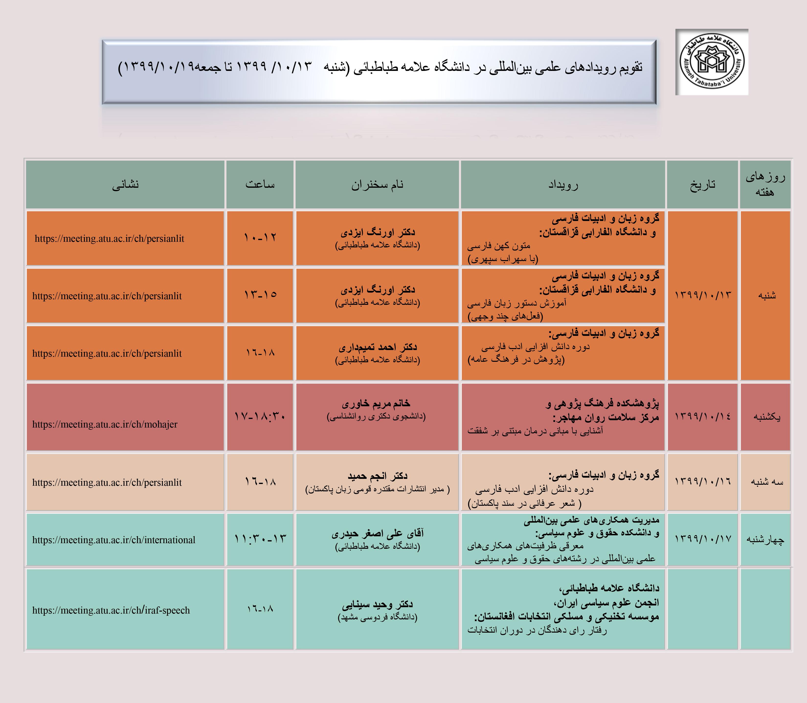 تقویم رویدادهای علمی بین المللی دانشگاه در هفته جاری اعلام شد